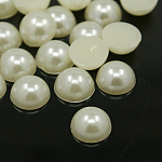 Cabochons acrilico, imitazione perla, mezzo tondo, bianco crema, 6x3mm, circa 5000pcs/scatola