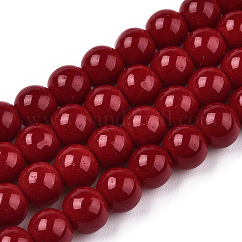 オペークソリッドカラーガラスビーズ連売り  ラウンド  暗赤色  6~6.5mm  穴：1.4mm  約67~70個/連  14.76インチ〜15.16インチ（37.5~38.5cm）