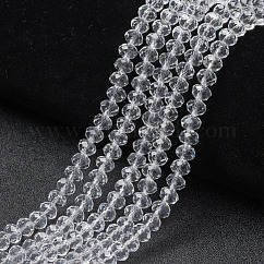 Filo di perline in vetro, abaco sfaccettato, rondelle, chiaro, 6x5mm, Foro: 1 mm, circa 78~81pcs/filo, 37~39cm