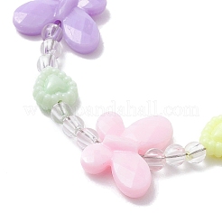 女の子向けの蝶とハートのアクリルビーズブレスレット  カラフル  6インチ（15.3cm）&nbsp;BJEW-JB10220-01