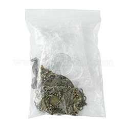 Наборы для изготовления подвесок из белого стекла/круглого стекла и сплава в тибетском стиле своими руками&nbsp;DIY-FS0006-11