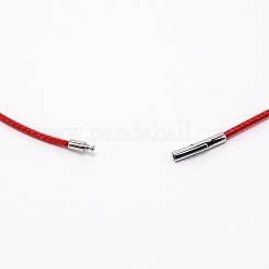 ポリエステルワックスコードネックレス作り  304ステンレススチール製バヨネット留め具付き  ステンレス鋼色  レッド  56x0.2cm&nbsp;MAK-WH0009-05D-02