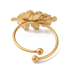 Ионное покрытие (ip) 304 нержавеющая сталь лист открытые манжеты кольца для женщин RJEW-M167-10A-G