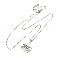 Collares con colgante de calabaza floral hueca de acero inoxidable 304 para Halloween&nbsp;NJEW-K308-09P