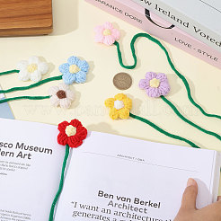 7 шт. 7-цветные закладки для книг из полиэстера с цветочным узором&nbsp;AJEW-CA0004-54