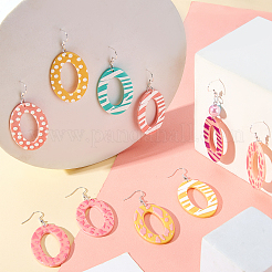 20 шт. 10 стиля овальных непрозрачных акриловых подвесок с принтом&nbsp;DIY-PH0002-81