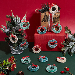 30 couronne de Noël à suspendre en polyester et sisal de chanvre&nbsp;HJEW-WR0001-22A