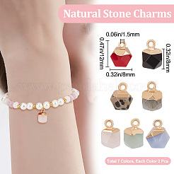 14 шт. 7 стиля гальванизированных смешанных драгоценных камней-шармов G-BBC0001-08