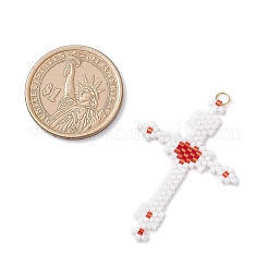 Подвески-кресты из стеклянного бисера&nbsp;PALLOY-MZ00947-01