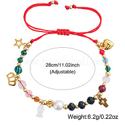 Pulseras de acero inoxidable 304 con dijes de concha y chakras&nbsp;RE0634-1