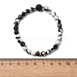 Pulsera elástica de roca de lava y ágata crepitante de fuego natural&nbsp;BJEW-JB08362