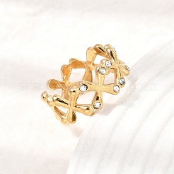 Anelli aperti con polsino in acciaio inossidabile 304 e strass per donna&nbsp;RB-CBA2039-03G