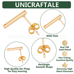 20 шт. прямоугольная латунная фурнитура для сережек-гвоздиков&nbsp;KK-UN0002-25