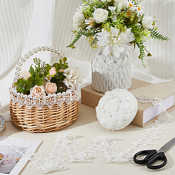 7.5ヤードポリエステルレースリボン  ウェディングドレスの装飾用の花飾り  ホワイト  1-5/8インチ（42mm）&nbsp;OCOR-DR0001-33A