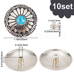 10 Stück 1-Loch-Knöpfe aus Legierung und Türkis&nbsp;FIND-GF0002-23