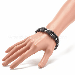 2pcs 2 style roche de lave naturelle et noix de coco et hématite synthétique perlé ensemble de bracelets extensibles&nbsp;BJEW-JB07829