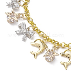 Braccialetti con ciondoli eanmel in lega di delfini e bowknot da spiaggia estiva&nbsp;BJEW-JB10382