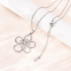 Collane con ciondolo a forma di fiore in acciaio inossidabile 304 e catena a maglie per uomo e donna&nbsp;NJEW-K308-05B-P