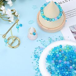 ガラスビーズ  ラウンド＆ヒトデ＆フィッシュ＆ロンデル  混合スタイル  ライトスカイブルー  2.5~14x2.5~13.5x2~8.5mm  穴：1~1.4mm  約200~300個/袋  2袋/箱&nbsp;GLAA-SZ0001-94F