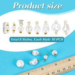 80 Stück 8 Stil ABS-Kunststoff Imitation Perle Verbinder Charms&nbsp;PALLOY-PH01934