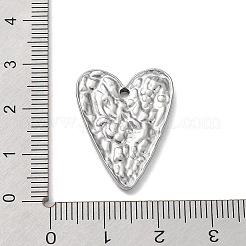 変色しない304ステンレススチールペンダント  テクスチャ  ハートチャーム  ステンレス鋼色  26x19x2mm  穴：1.8mm&nbsp;X-STAS-M323-54P
