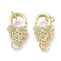 Латунный микро pave прозрачный кубический цирконий лобстер&nbsp;ZIRC-Q024-20G