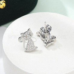 Latón micro pave aretes de circonita cúbica transparente&nbsp;EJEW-R009-01P