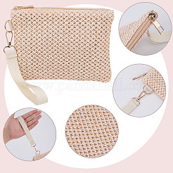 Плетеные соломенные косметички на молнии&nbsp;AJEW-WH20010-78D