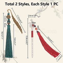 2 шт. 2 стиля закладка из сплава с пушистым стержнем и пером AJEW-PH0011-70