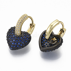 Orecchini a cerchio huggie pendenti con micro pavé di zirconi in ottone&nbsp;KK-R137-017A-NF
