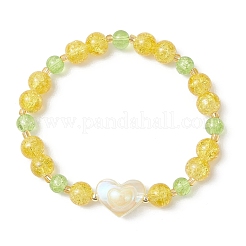 Braccialetti elastici con perline di vetro craquelé verniciate a spruzzo per donna&nbsp;BJEW-MZ00201-02