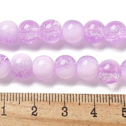 クラックガラスビーズ  ロンデル  紫色のメディア  8mm  穴：1mm&nbsp;X1-GLAA-U001-8mm-04