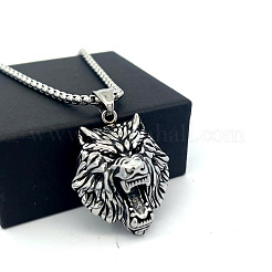Винтажный панк-кулон в виде головы волка из нержавеющей стали 304 для мужчин.&nbsp;HO0962