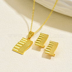 Комплект из латунного прямоугольного кулона и серег-гвоздиков для женщин&nbsp;YQ0575