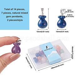 14шт 7 стиля подвески из натуральных смешанных драгоценных камней&nbsp;G-FW0001-13