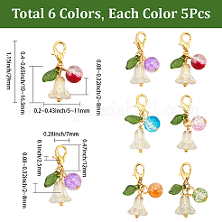 30 шт. круглый маркер для фиксации стежков из акрила и стекла в виде цветка&nbsp;HJEW-SC0002-22