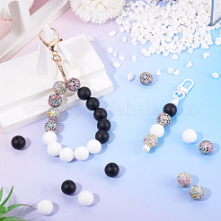 60 Stück 4 Stile Silikonperlen runde Gummiperle 15mm lose Abstandsperlen für DIY-Zubehör Schmuck Schlüsselanhängerherstellung&nbsp;FIND-TA0010-30B