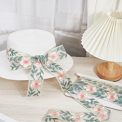 4.9~5 ярд полиэстеровой органзы с вышивкой и цветочной отделкой&nbsp;OCOR-CY0001-15B