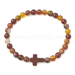 Эластичные браслеты из натурального полосатого агата&nbsp;BJEW-JB13406