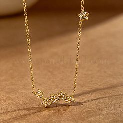 Colliers pendentifs en acier inoxydable 304 sertis de plusieurs étoiles en zircon cubique pavé pour femmes&nbsp;WG9D7FA-01