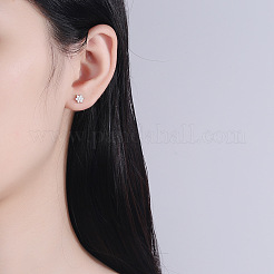 Рождественские серьги-гвоздики со снежинками из стерлингового серебра EJEW-F397-04P