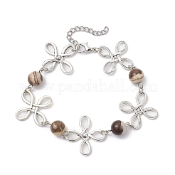 Сплав натуральных смешанных драгоценных камней звенья браслеты для женщин&nbsp;BJEW-JB11684