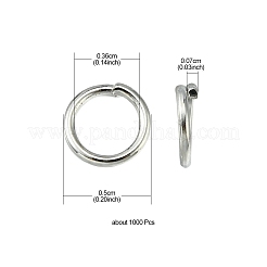 鉄オープン丸カン  ラウンド  プラチナ  21ゲージ  5x0.7mm  内径：3.6mm  約1000個/50g&nbsp;IFIN-YW0001-41P