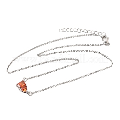 Collane con catena a maglie e ciondolo rettangolare e a cuore in ottone con pavé di zirconi cubici&nbsp;KK-CBAB173-04P-11