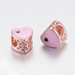 合金エナメルヨーロピアンビーズ  大穴ビーズ  中空の心  ミックスカラー  10x10~10.5x8mm  穴：5mm&nbsp;MPDL-T001-04M