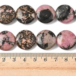 Естественные плоские круглые пряди родонит бусы G-L246-10