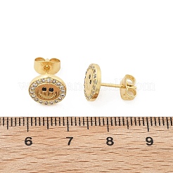 真鍮製スタンドピアス  クリアキュービックジルコニアとイヤーナット付き  18KGP本金メッキ  笑顔  9.5mm&nbsp;EJEW-S247-01C-G