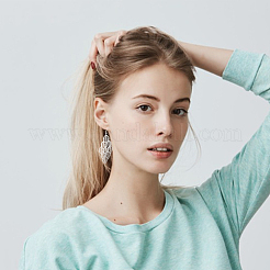 2 пара двухцветных серег-люстр в виде листьев осины EJEW-AN0001-49