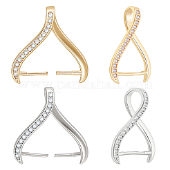 12 Stück 2 Farben Rack-Beschichtung Messing Micro Pave Zirkonia Eispickel Klemmbügel&nbsp;KK-BBC0024-61
