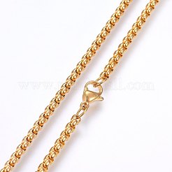 304ステンレススチールベネチアンチェーンネックレス  カニカン付き  ゴールドカラー  17.7インチ（45cm）  2mm&nbsp;X-NJEW-F227-09G-03